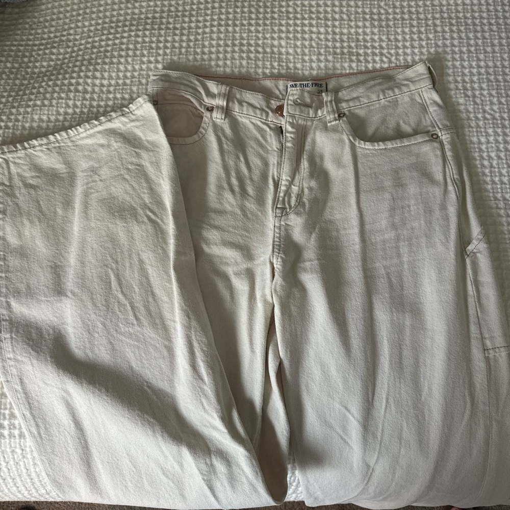 We The Free Cream Flare & Wide Leg Jeans